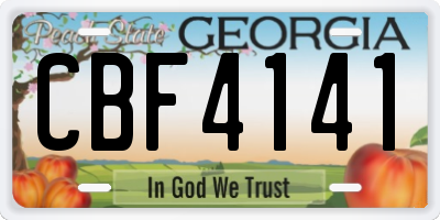 GA license plate CBF4141