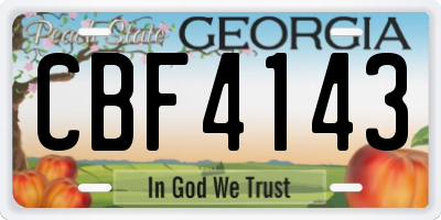GA license plate CBF4143