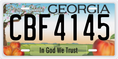 GA license plate CBF4145