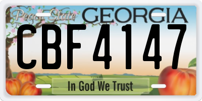 GA license plate CBF4147