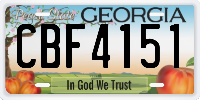 GA license plate CBF4151