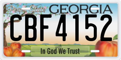 GA license plate CBF4152