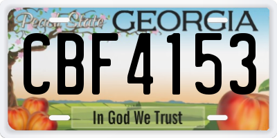 GA license plate CBF4153