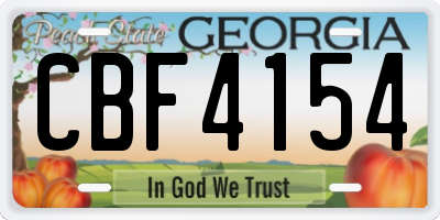 GA license plate CBF4154