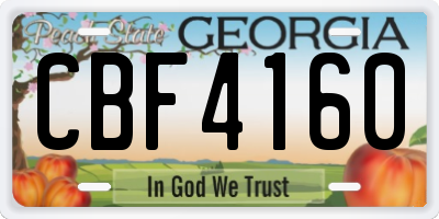 GA license plate CBF4160