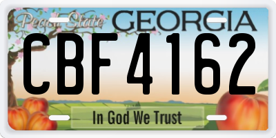 GA license plate CBF4162