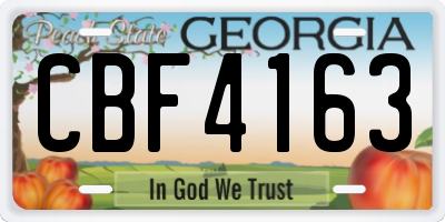 GA license plate CBF4163