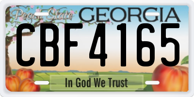 GA license plate CBF4165