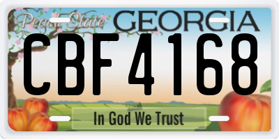 GA license plate CBF4168