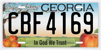 GA license plate CBF4169