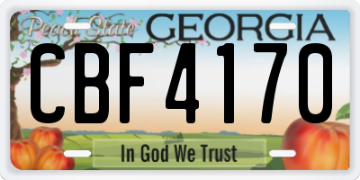 GA license plate CBF4170