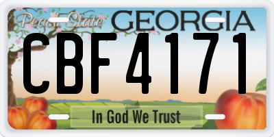 GA license plate CBF4171