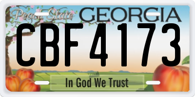 GA license plate CBF4173