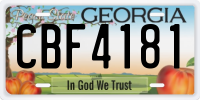 GA license plate CBF4181
