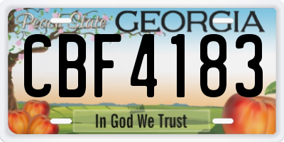 GA license plate CBF4183