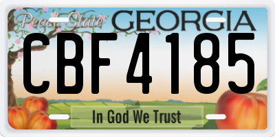 GA license plate CBF4185