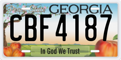 GA license plate CBF4187