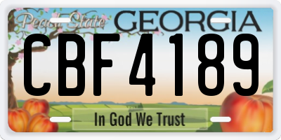 GA license plate CBF4189