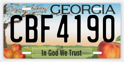 GA license plate CBF4190