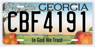 GA license plate CBF4191