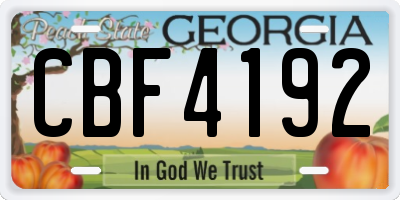 GA license plate CBF4192