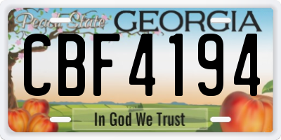 GA license plate CBF4194