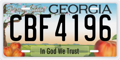 GA license plate CBF4196