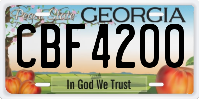 GA license plate CBF4200