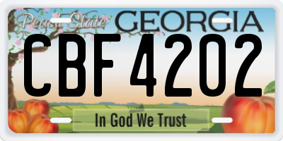 GA license plate CBF4202