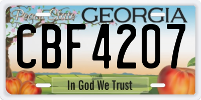 GA license plate CBF4207