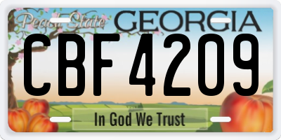 GA license plate CBF4209