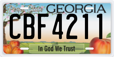 GA license plate CBF4211