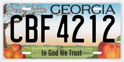 GA license plate CBF4212