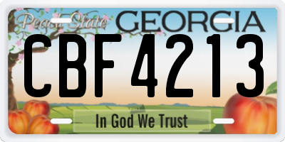 GA license plate CBF4213