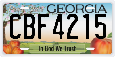 GA license plate CBF4215