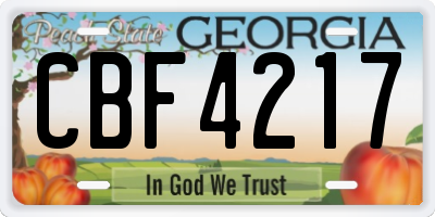 GA license plate CBF4217
