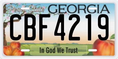 GA license plate CBF4219
