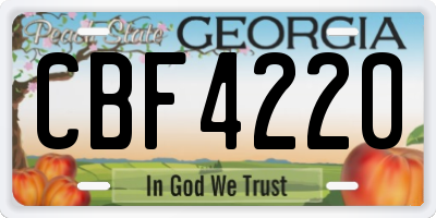 GA license plate CBF4220