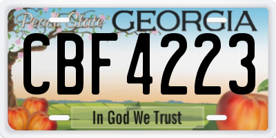 GA license plate CBF4223