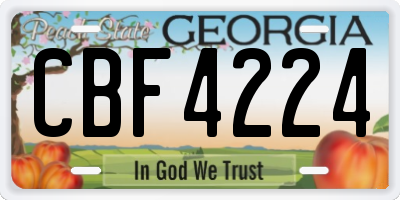 GA license plate CBF4224