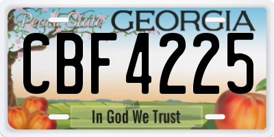 GA license plate CBF4225