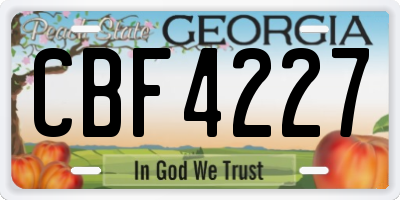 GA license plate CBF4227