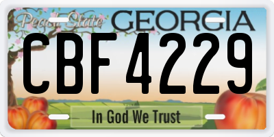 GA license plate CBF4229