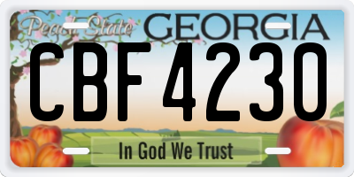 GA license plate CBF4230