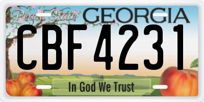 GA license plate CBF4231