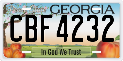 GA license plate CBF4232