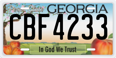 GA license plate CBF4233