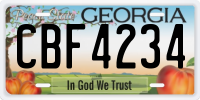 GA license plate CBF4234