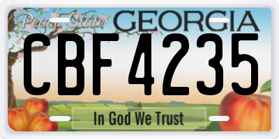 GA license plate CBF4235