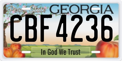 GA license plate CBF4236